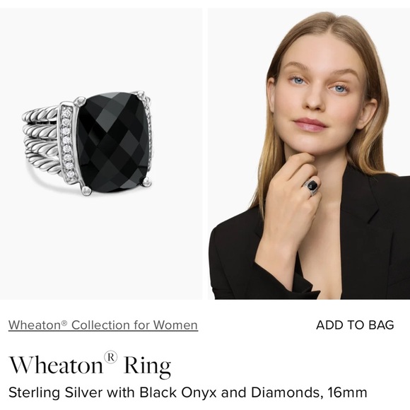 Women’s 16 MM David Yurman Black Onyx Ring S 7 - Picture 1 of 5